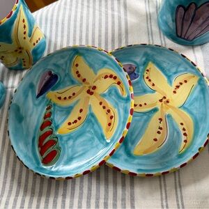 Italian Hand-Made Coastal Summertime Plates - Set of 2 - La Musa Made In Italy